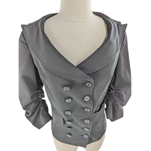 Elizabeth and James Women's Double Breast Buttons Pleated Sleeves Blouse Size 6 - Picture 9 of 14